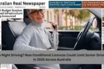 Senior Driver Updates 2026 Conditional Licences and Restricted Hours in Australia